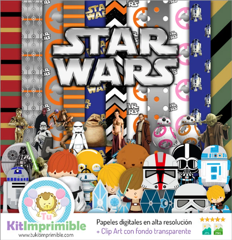 Kit de fundo digital para festa Star Wars - M2