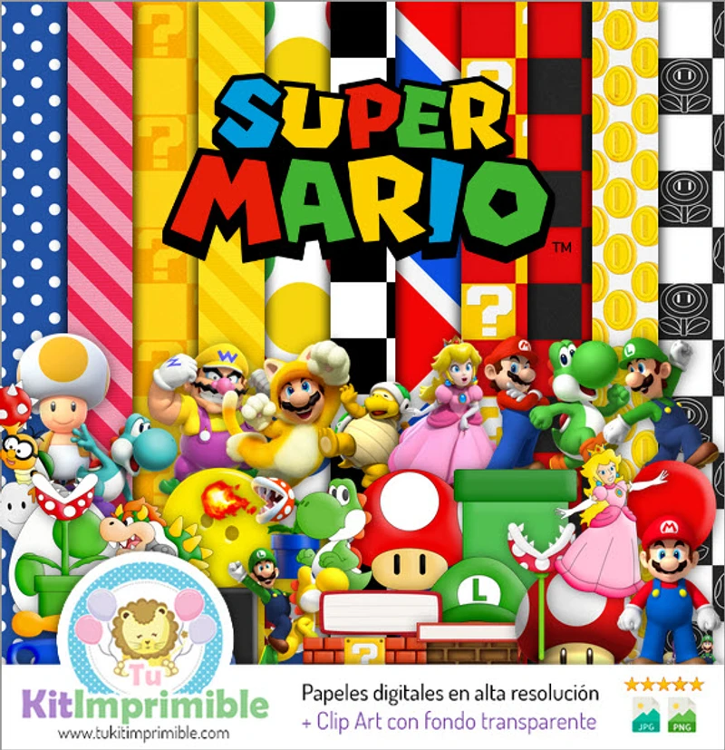 Kit de fundo digital para festa Super Mario Bros - M2