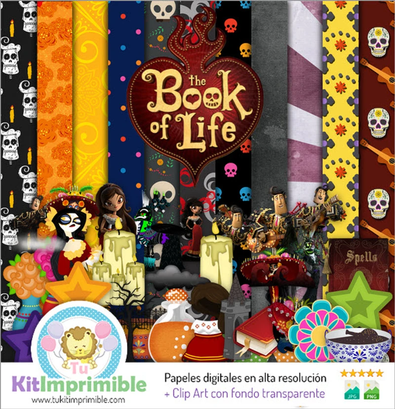 Kit de Fundos Decorativos Digitais do Livro da Vida - M2