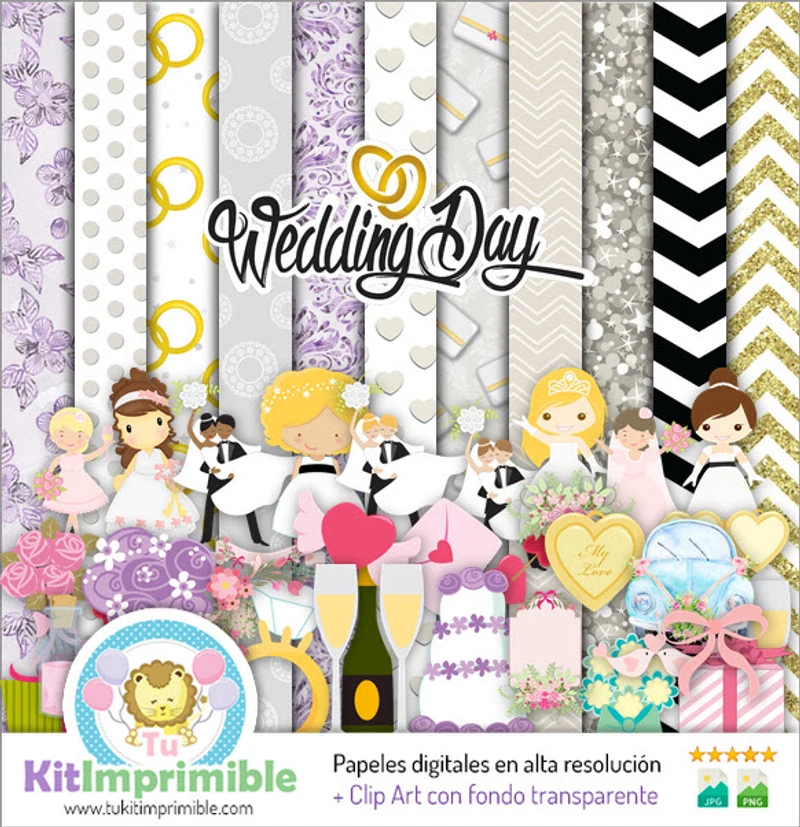 Kit de Fundos Decorativos Digitais para Casamento - M2