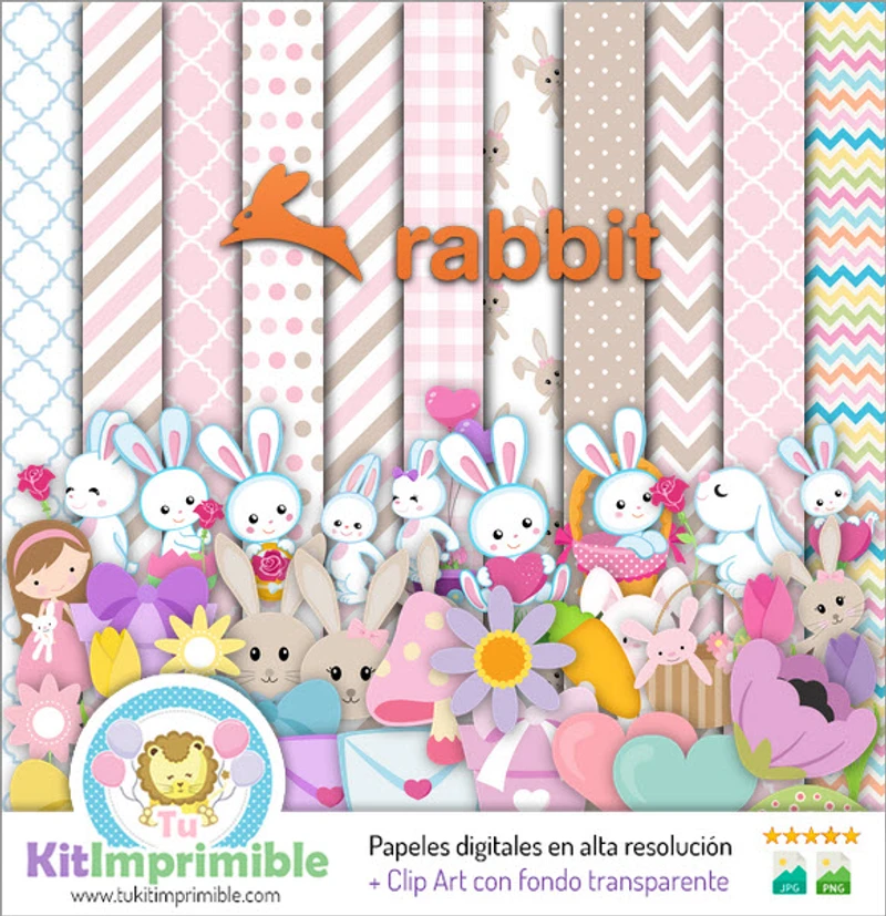 Kit de lapins numériques - Décors pour fêtes - M2