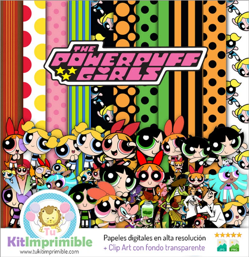 Kit de Papel de Parede Digital das Meninas Superpoderosas - M2