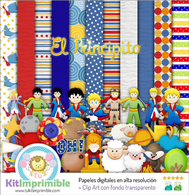 Kit di sfondi decorativi digitali Il Piccolo Principe - M2
