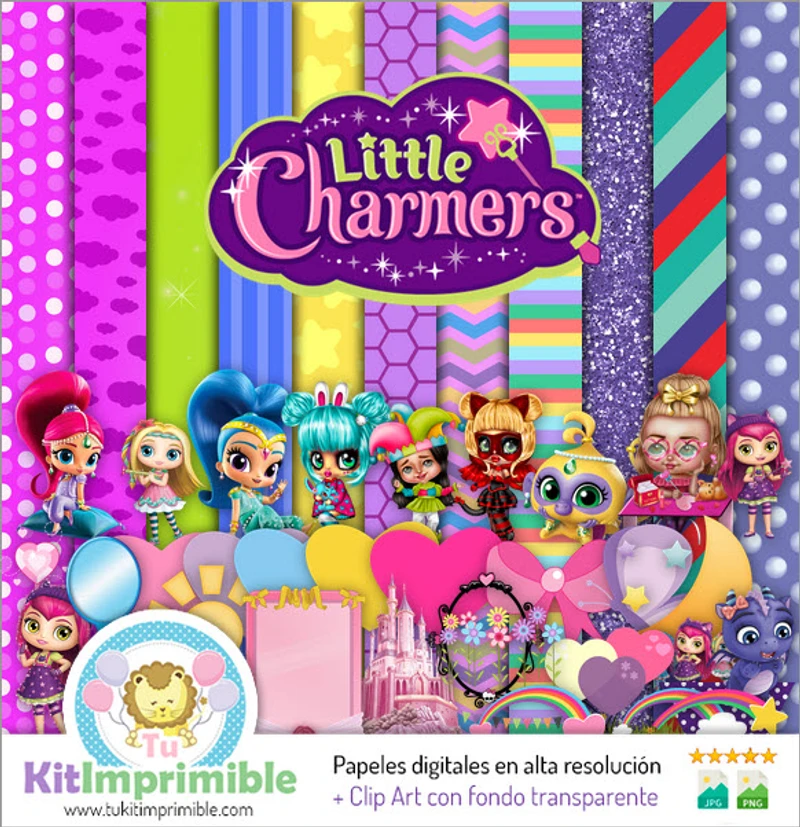Kit di sfondi decorativi digitali Little Charmers - M2