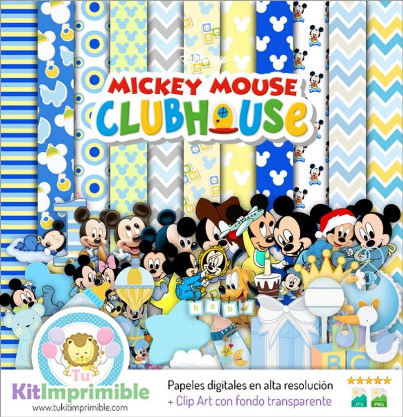 Kit di sfondo decorativo digitale per bambini Topolino - M2