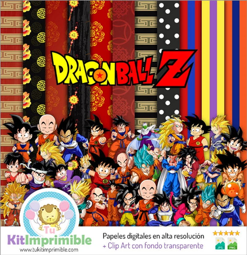 Kit di sfondo decorativo per feste digitali Dragon Ball Z - M2