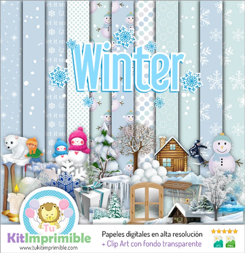 Kit di sfondo decorativo per feste digitali invernali - M2