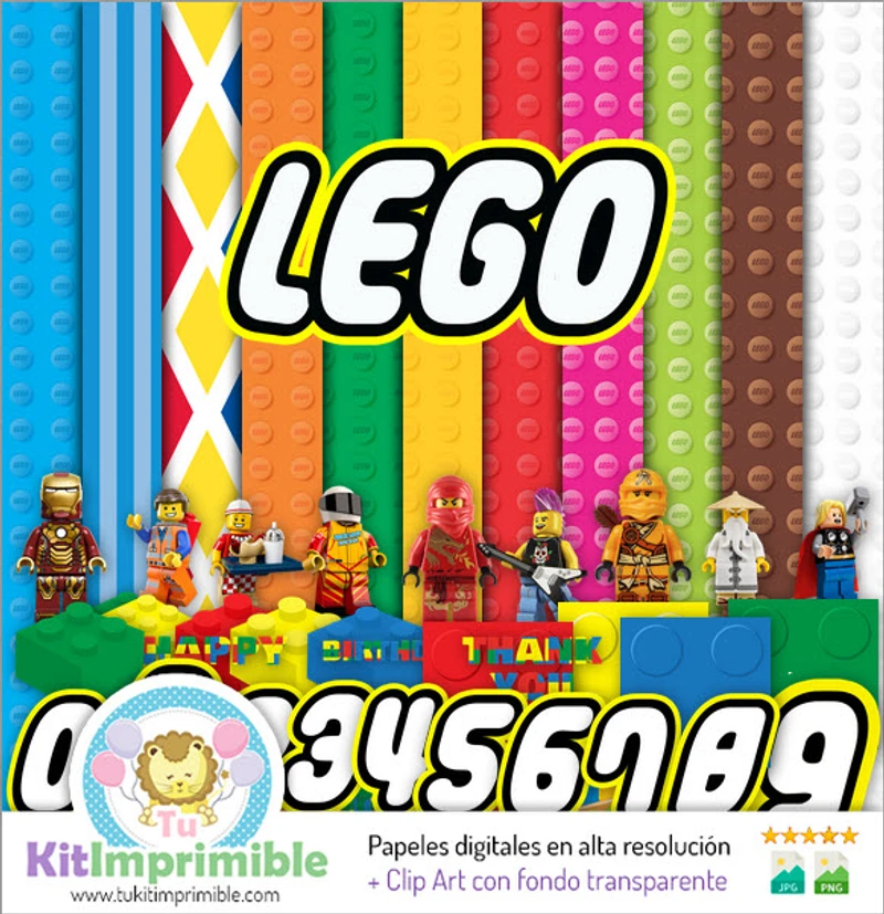 Kit di sfondo decorativo per feste digitali Lego - M2