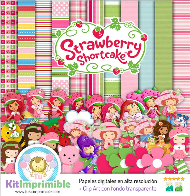 Kit di sfondo digitale per feste a tema Fragolina Dolcecuore - M2