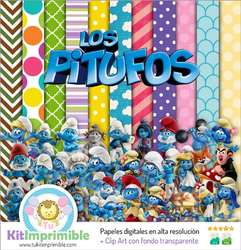 Kit di sfondo digitale per feste dei Puffi - M2