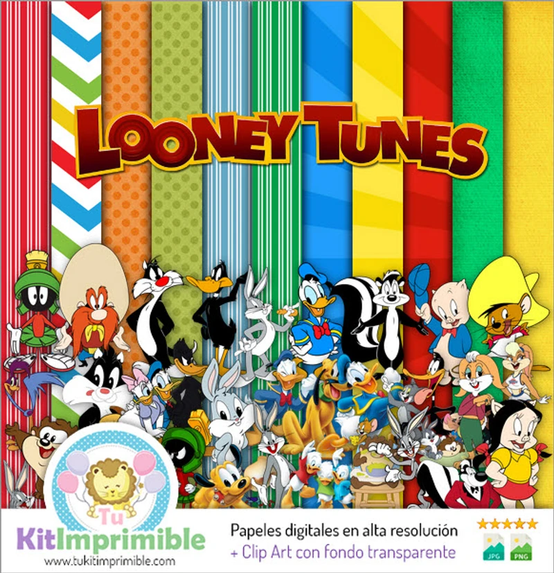 Kit di sfondo digitale per feste Looney Tunes - M2
