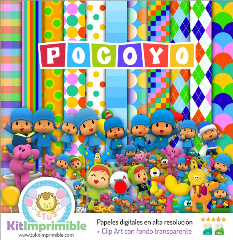 Kit di sfondo digitale per feste Pocoyo - M2
