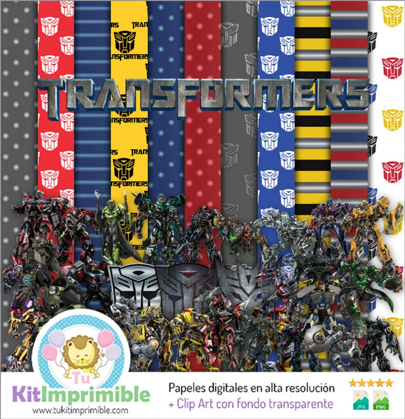 Kit di sfondo digitale per feste Transformers - M2