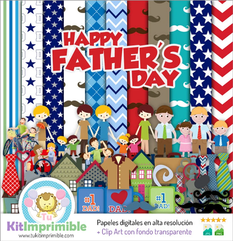 Kit Digital de Fundos Decorativos para o Dia dos Pais - M2