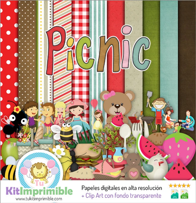 Kit digitale per picnic, sfondi decorativi per feste - M2