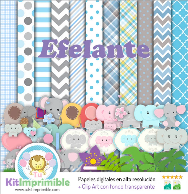 Kit Elefante Digital para Decoração de Festas - M2