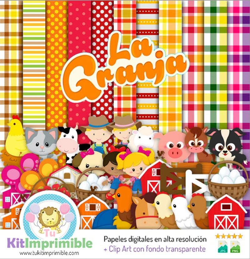 Kit Fazenda Digital com Fundos Decorativos para Festas - M2