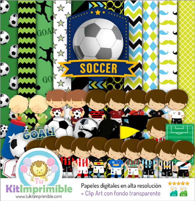 Kit Futbol Digital Fondos Decorativos Fiestas - M2