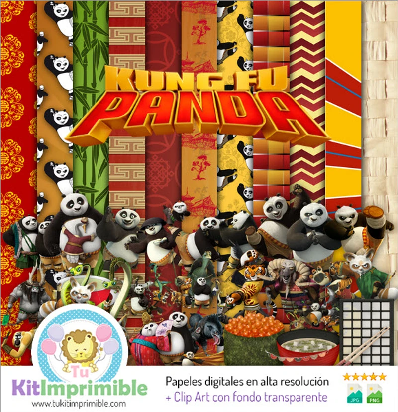 Kit Kung Fu Panda Digital Fondos Decorativos - M2