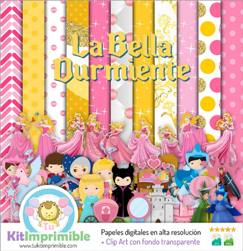 Kit La Bella Durmiente Digital Fondos Decorativos - M2