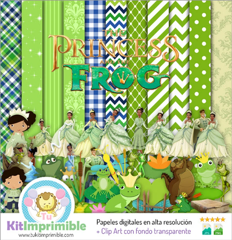 Kit La Princesa y El Sapo Digital Fondos Decorativos - M2