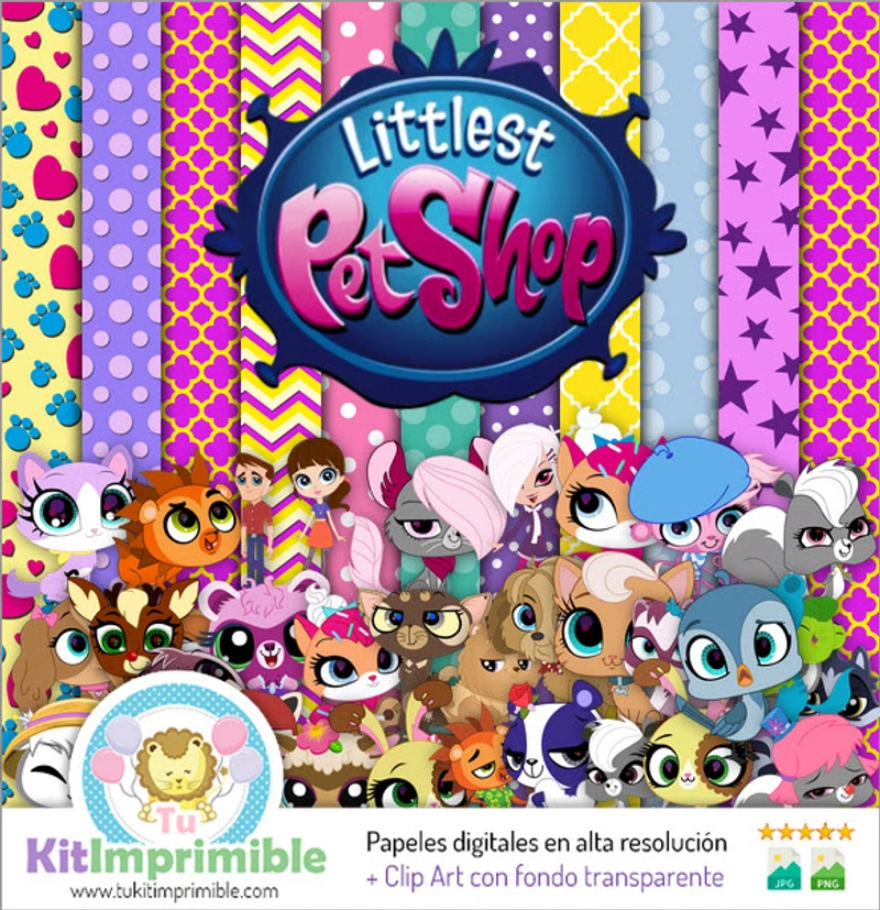 Kit Littlest Pet Shop Digital Fondos Decorativos - M2