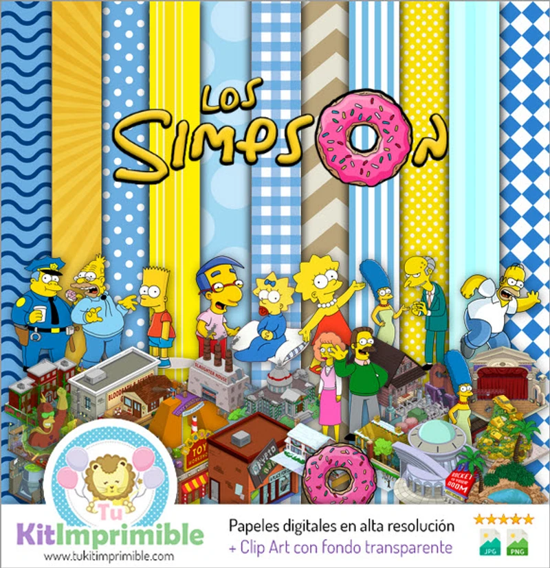 Kit Los Simpsons Digital Fondos Decorativos Fiestas - M2