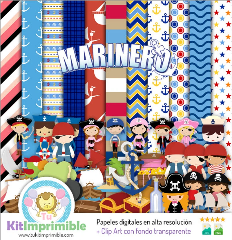 Kit Marinero Digital Fondos Decorativos Fiestas - M2