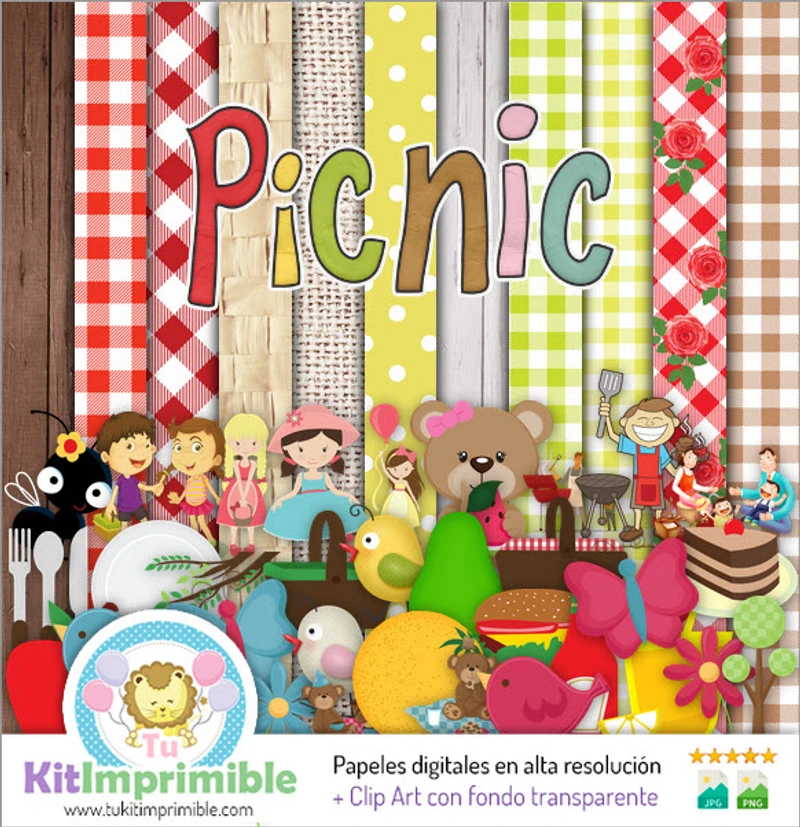 Kit numérique complet de scrapbooking et pique-nique - M4