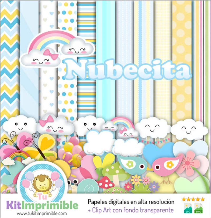 Kit Nuvem Digital para Fundos Decorativos de Festas - M2