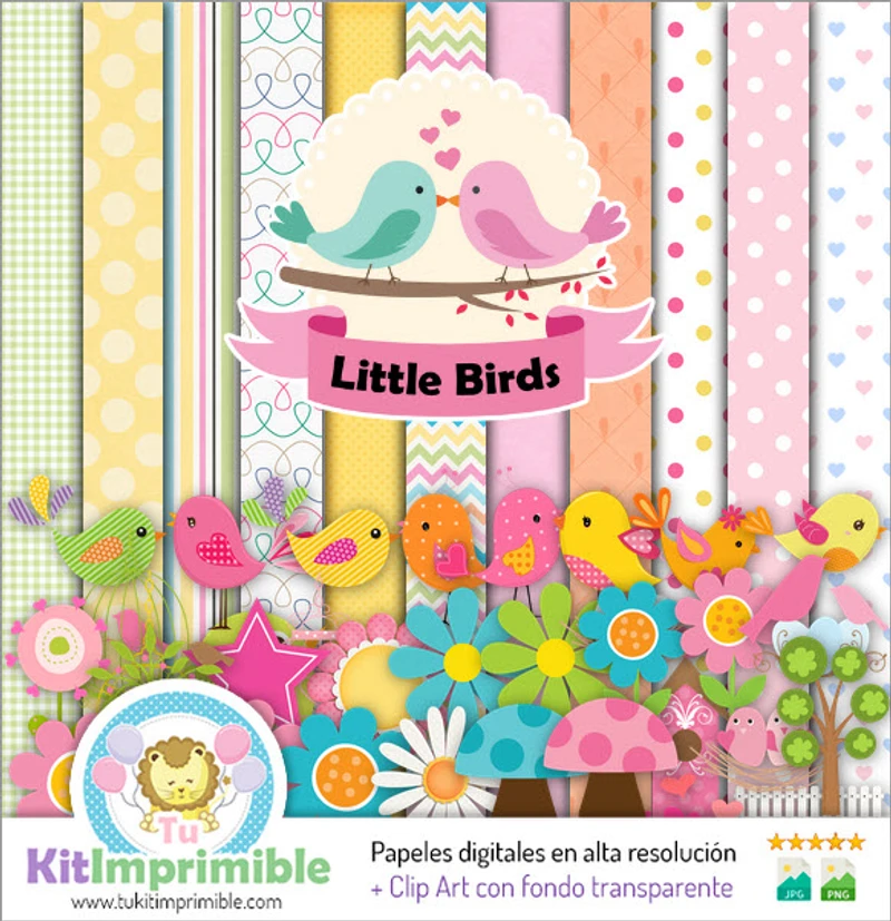 Kit Pajaros Digital Fondos Decorativos Fiestas - M2