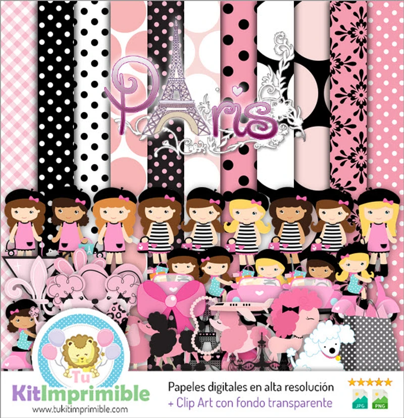 Kit Paris Fashion Digital Fondos Decorativos Fiestas - M2