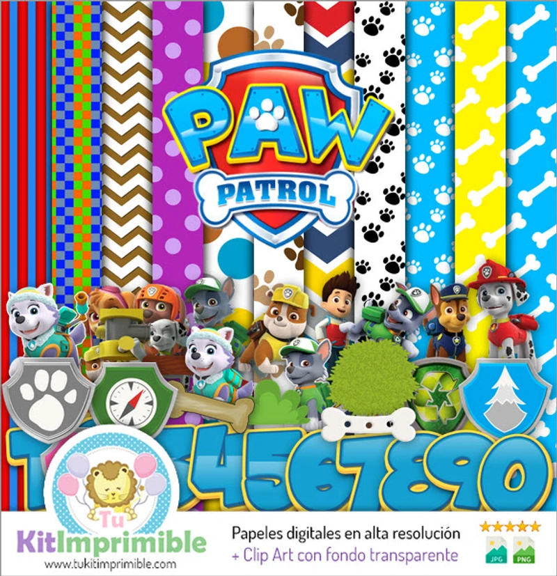 Kit Paw Patrol Digital Fondos Decorativos Fiestas - M2