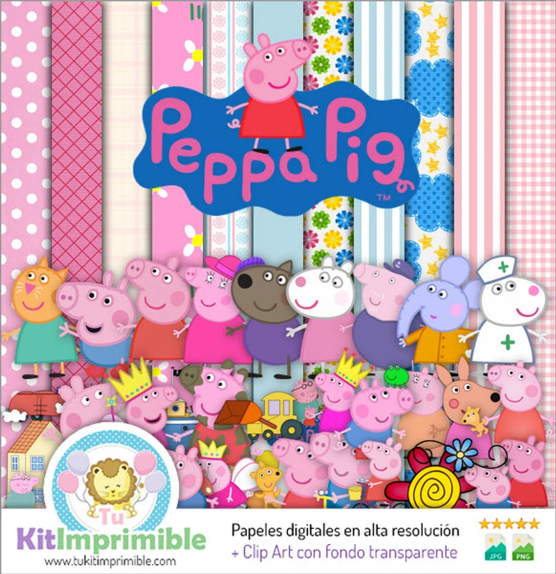 Kit Peppa Pig Digital Fondos Decorativos Fiestas - M2