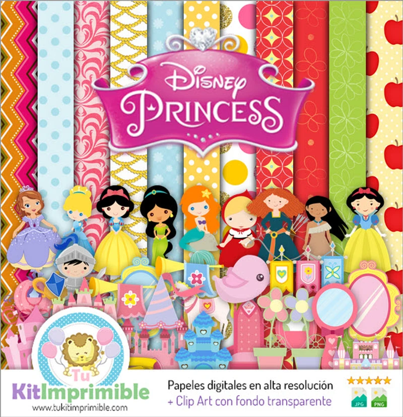 Kit Princesa Digital Fondos Decorativos Fiestas - M2