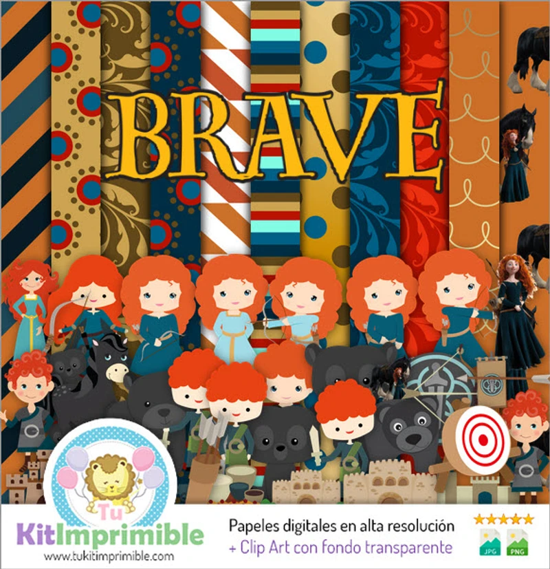 Kit Princesa Merida Valiente Digital Fondos Decorativos - M2