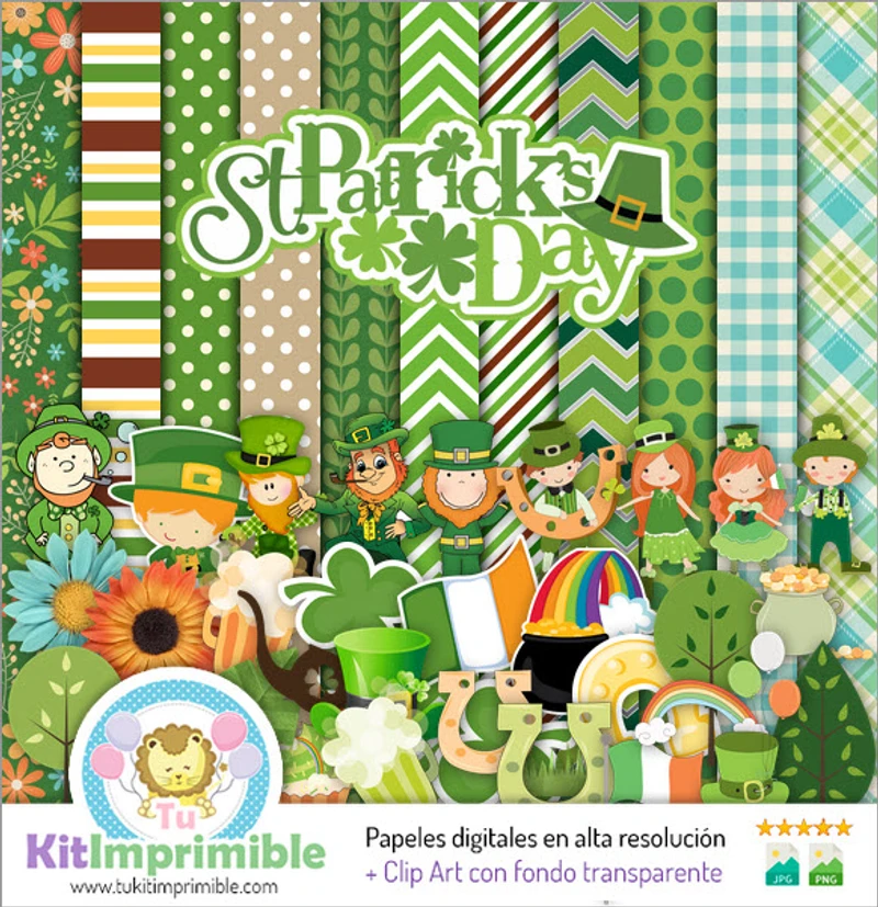 Kit San Patricio Digital Fondos Decorativos Fiestas - M2