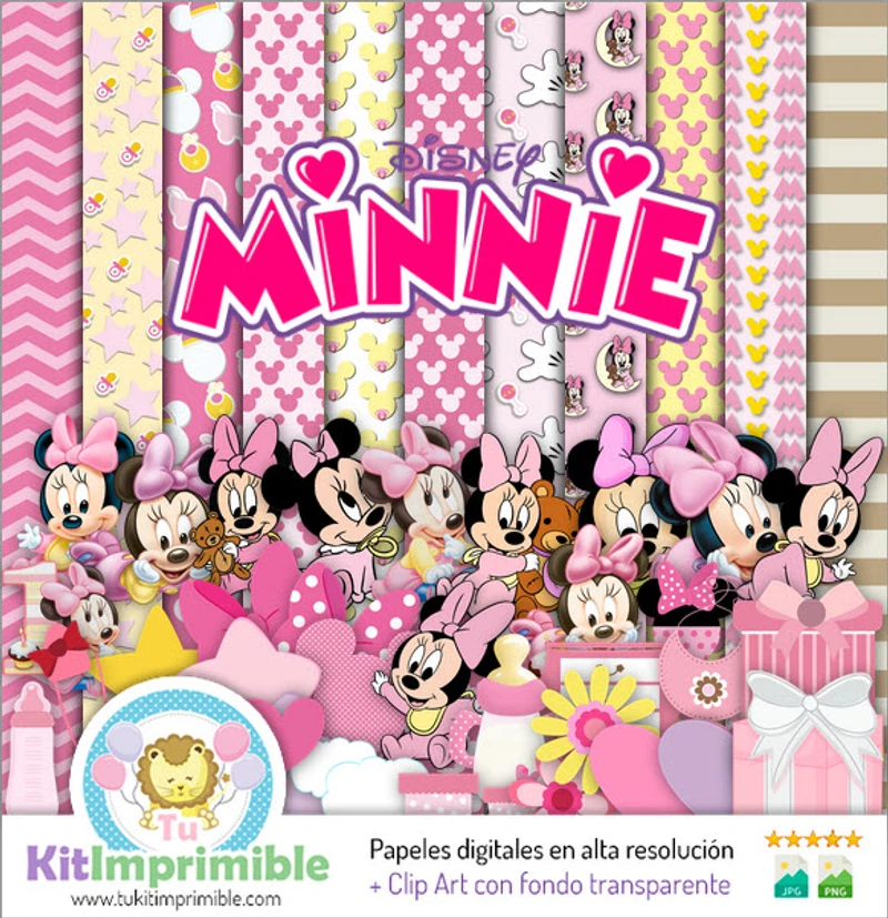 Patrones | Kit sfondi decorativi digitali Minnie Baby - M2