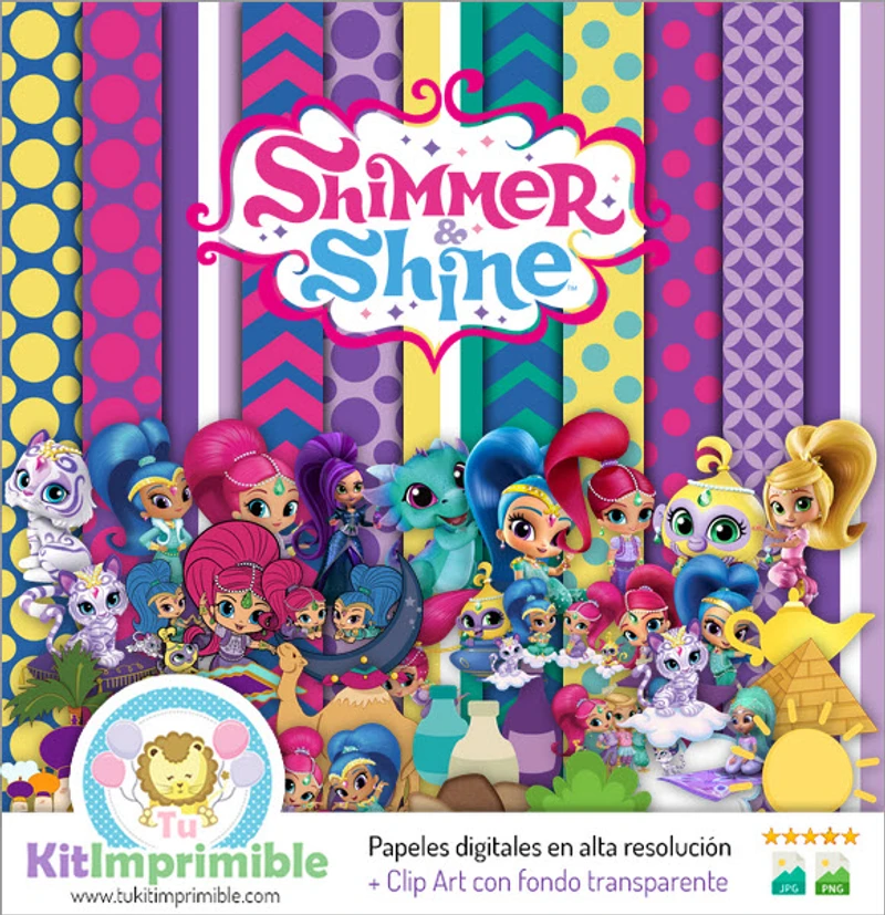 Kit sfondo digitale per feste Shimmer and Shine - M2