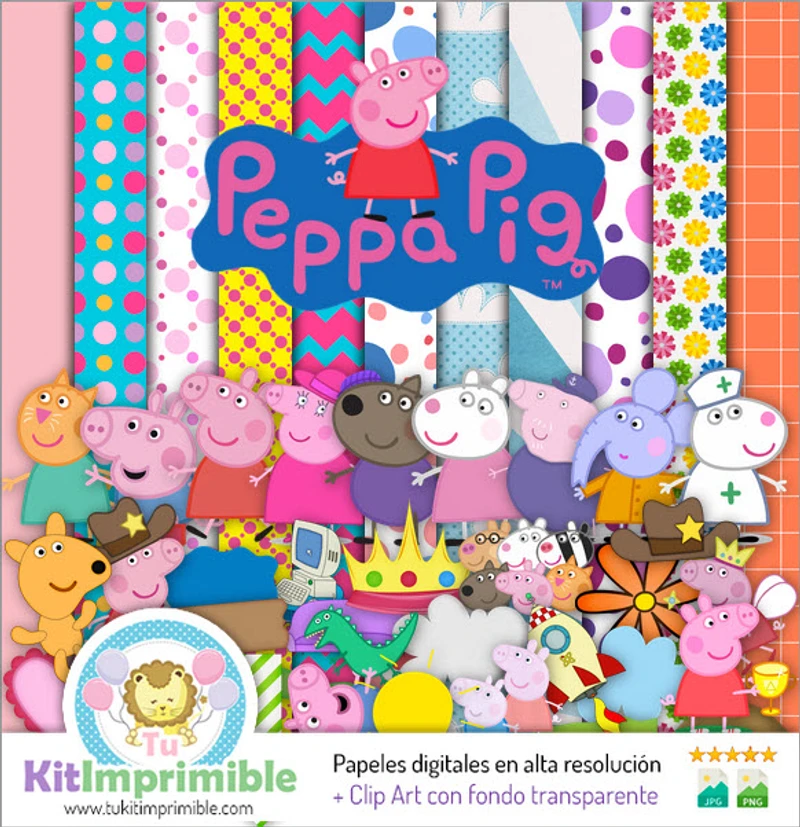 Patrones | Modelli per album di ritagli con texture digitali di Peppa Pig - M3