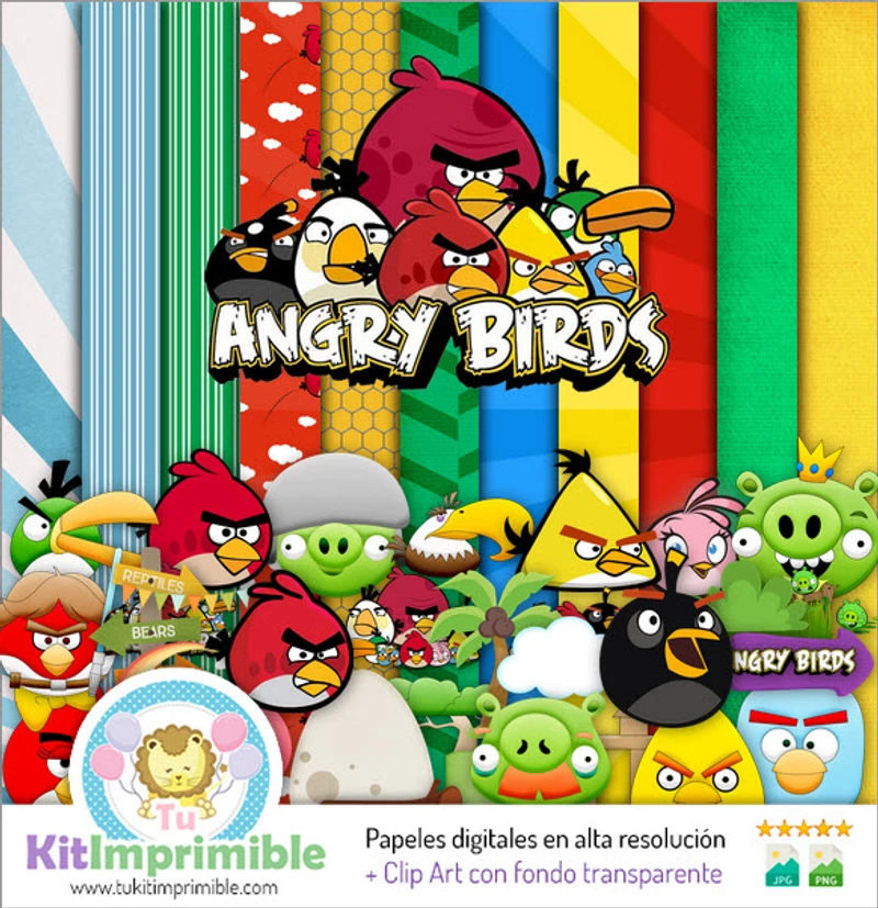 Modelli per album di ritagli di texture digitali di Angry Birds - M3