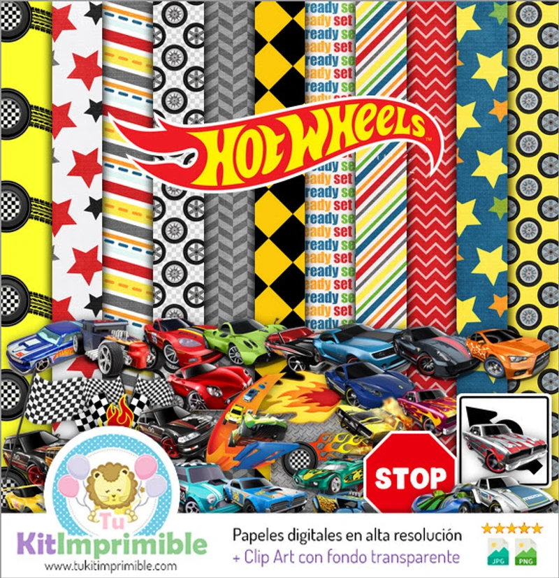 Modelli per album di ritagli di texture digitali Hot Wheels - M3