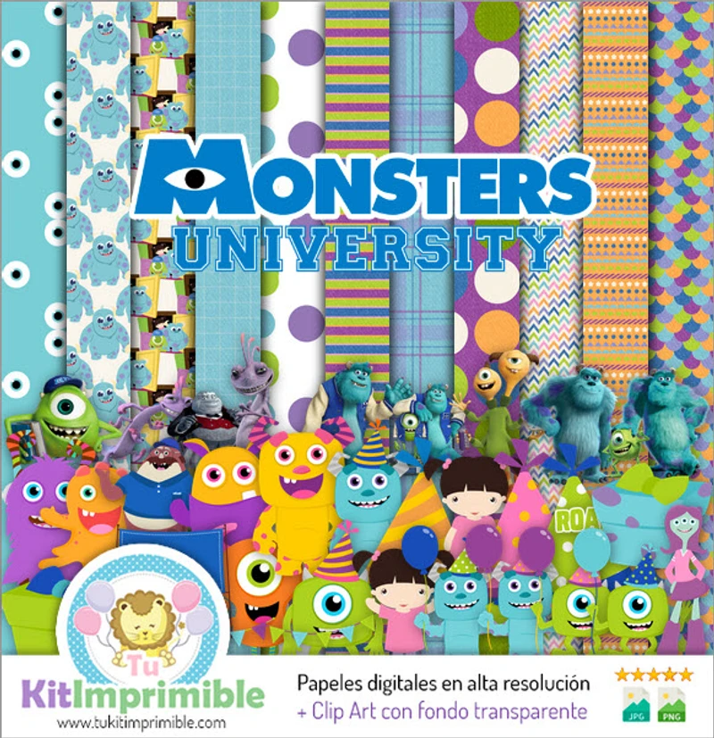 Monsters Inc University Digital Decorative Background Kit - M2