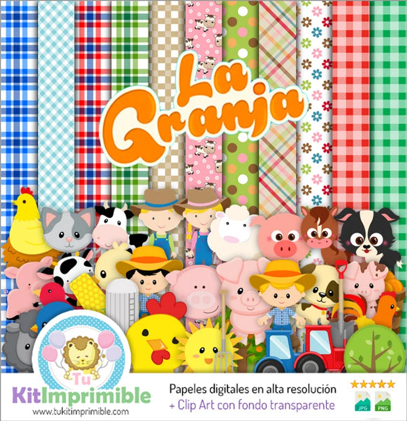 Motifs de scrapbooking à textures de ferme numérique - M3