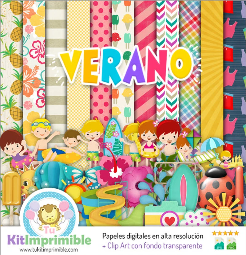 Motifs de scrapbooking numériques à textures estivales - M3