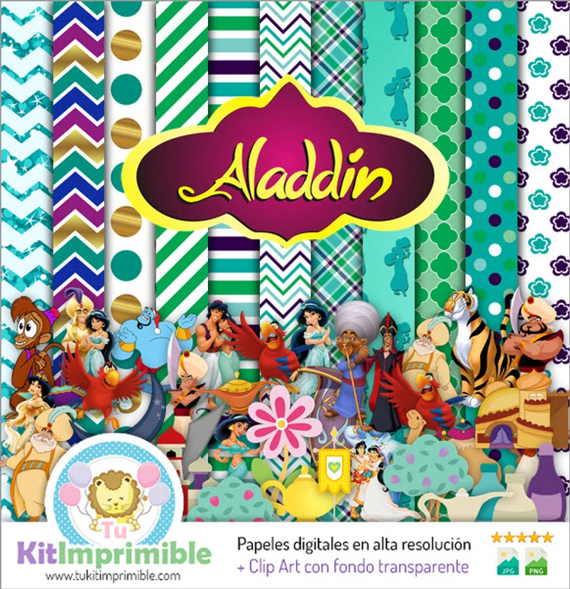 Motifs de scrapbooking numériques Aladdin Jasmine - M3