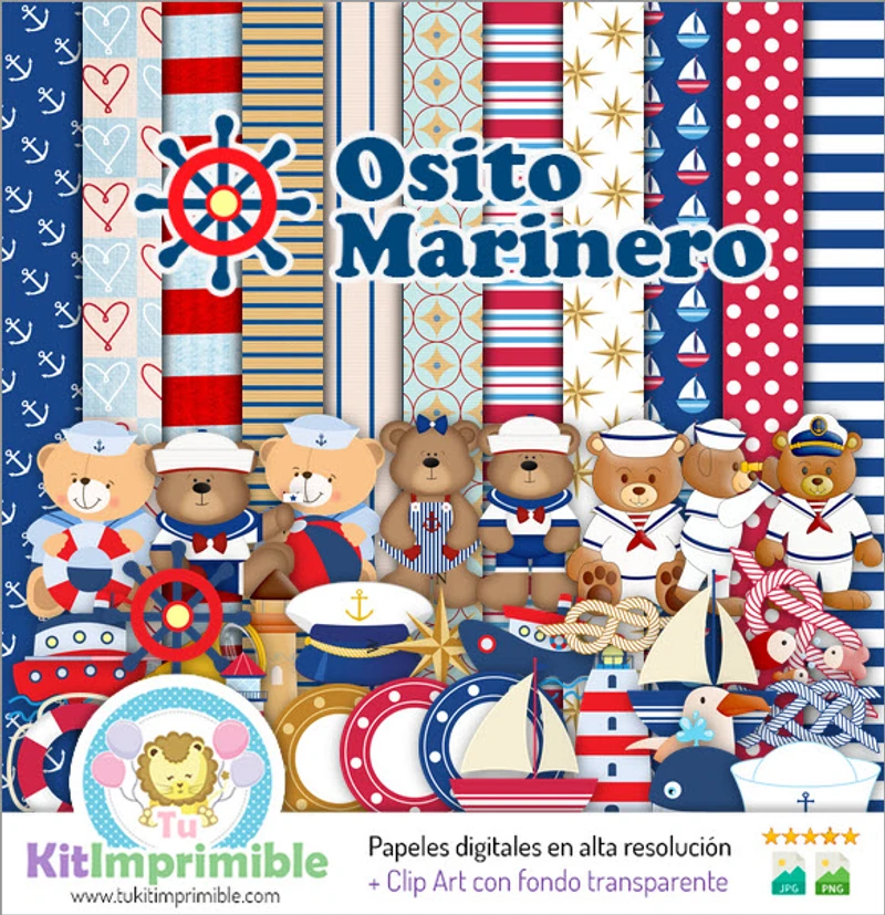 Motifs de scrapbooking numériques avec textures d'ours marin - M3