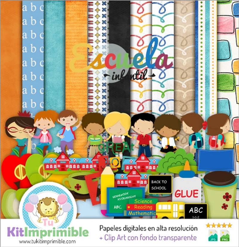 Motifs de scrapbooking numériques pour l'école - M3