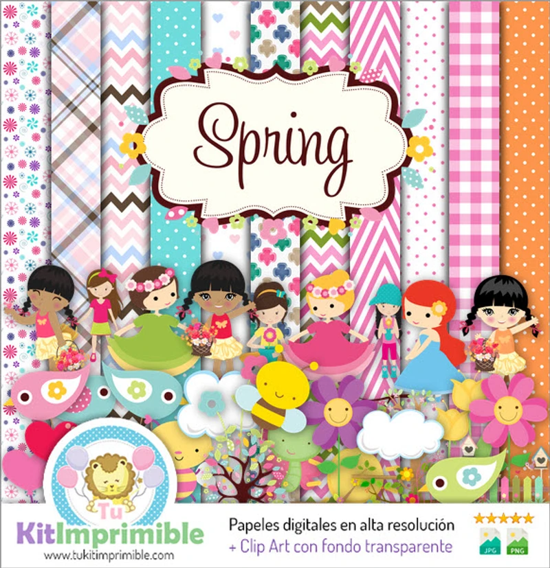 Motifs de scrapbooking numériques printaniers - M3