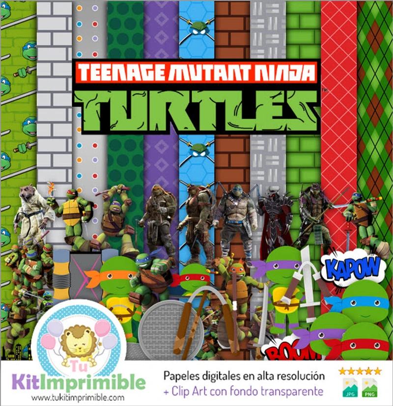Motifs de scrapbooking numériques Tortues Ninja - M3